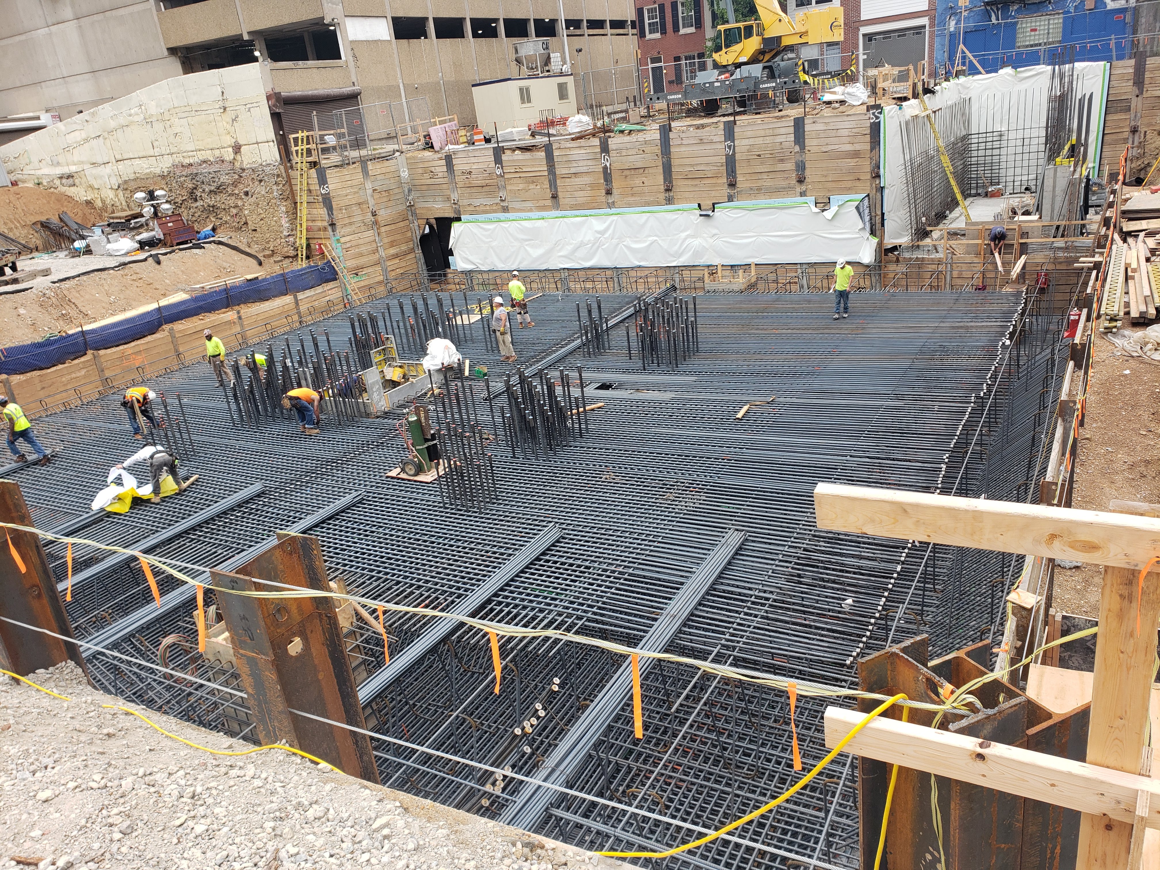 Foundation rebar mat pour prep