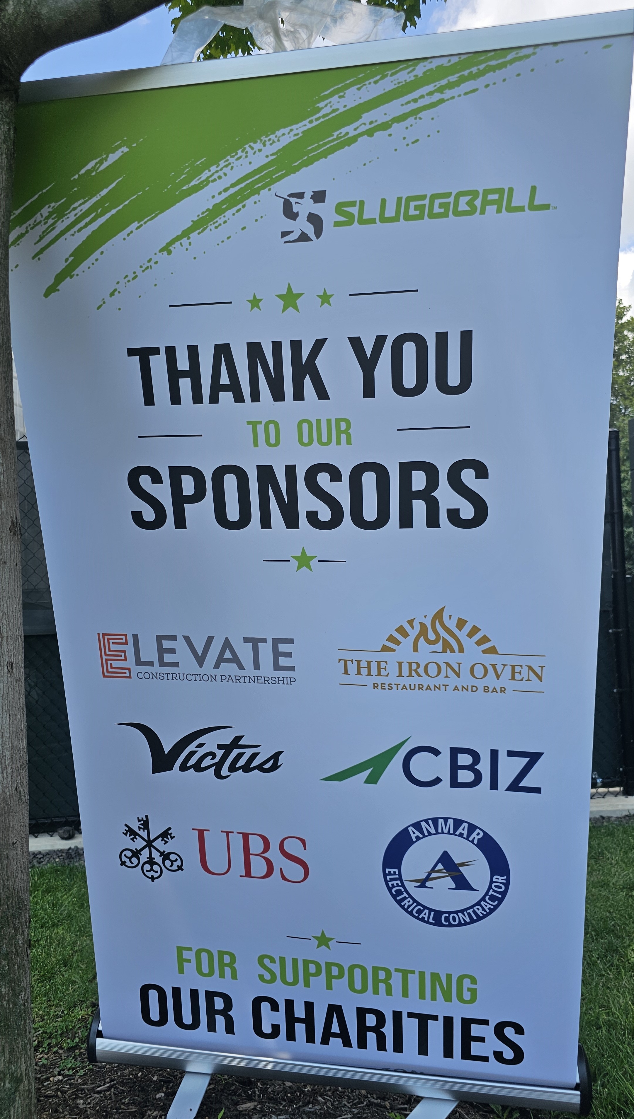 Sluggball charity tournament sponsor banner
